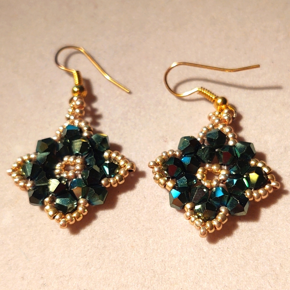 Handmade Gold and Crystal Dangle Earrings Jewelry